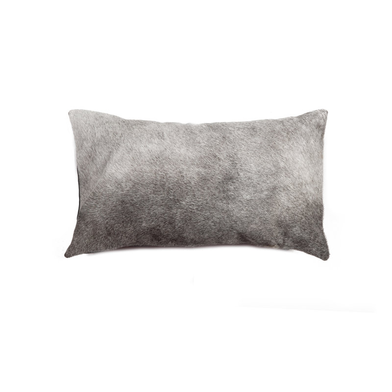 12" x 20" Chevron Cowhide Throw Pillow, Gray