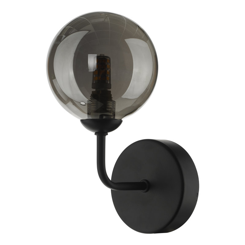 Wall Light, Smoke Glass, Matt Black