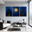 Abstrait art déco soleil urbain, ensemble de 3 impressions sur toile-1122739905