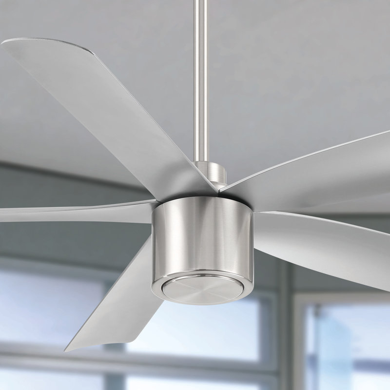Ventilateur de plafond 5 pales avec télécommande RAVian (sans lumière), Nickel brossé, 52"
