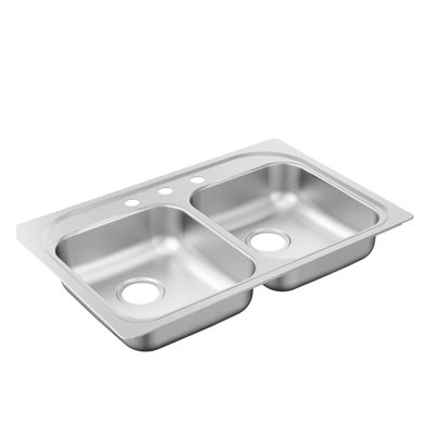 2000 Series 33" x 22" Double Basin Drop-In Kitchen Sink
