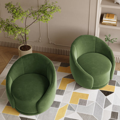 Fauteuil demi-tonneau pivotant rembourré Aunna