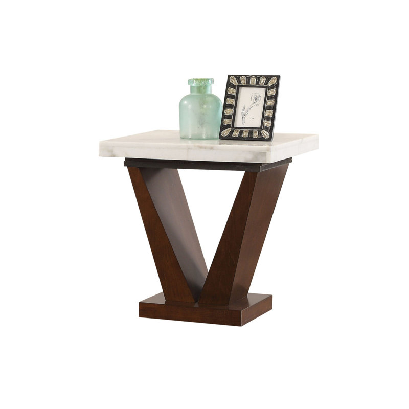 Table de bout en marbre blanc épais