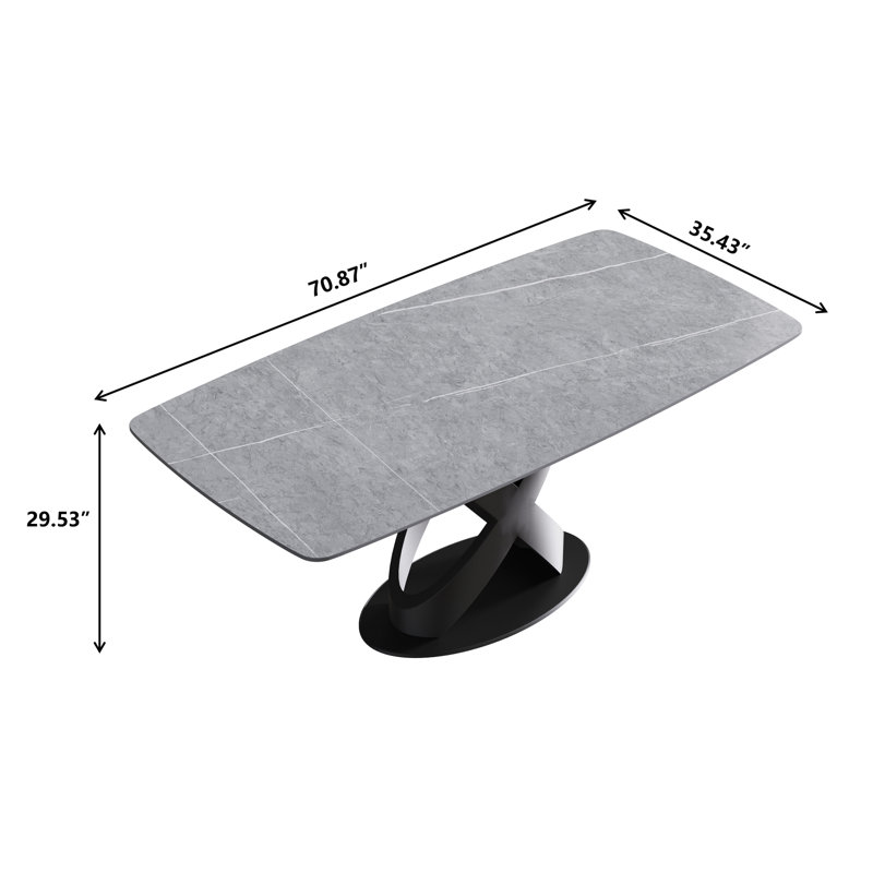 Table de salle à manger Sesteded, Noir, Gris, H 29,53 po x L 70,87 po x l 35,43 po