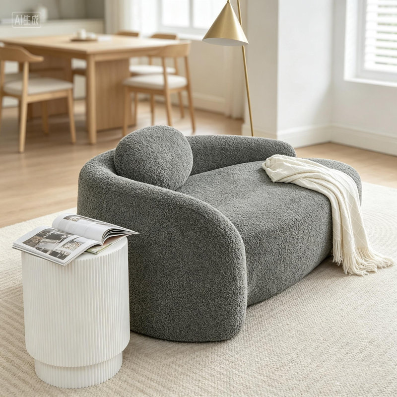 Chaise d'appoint l 67 po avec dossier intégré Chaise longue rembourrée sans assemblage requis, Dark Gray