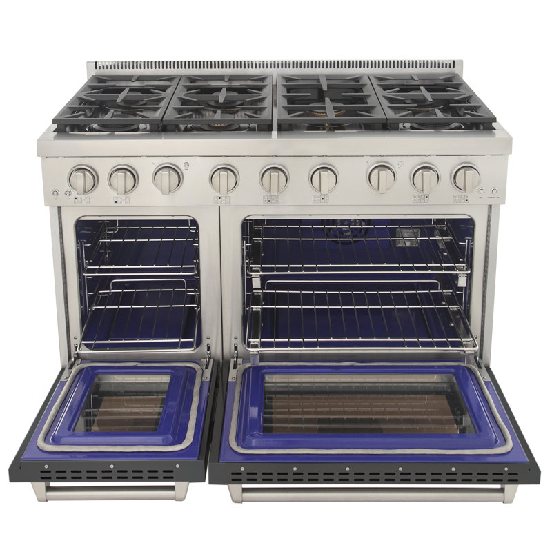 KUCHT Professional 48 in. 6.7 cu. ft. Propane Gas Range Two Ovens - One Convection - in Cement Grey with True Simmer Burners