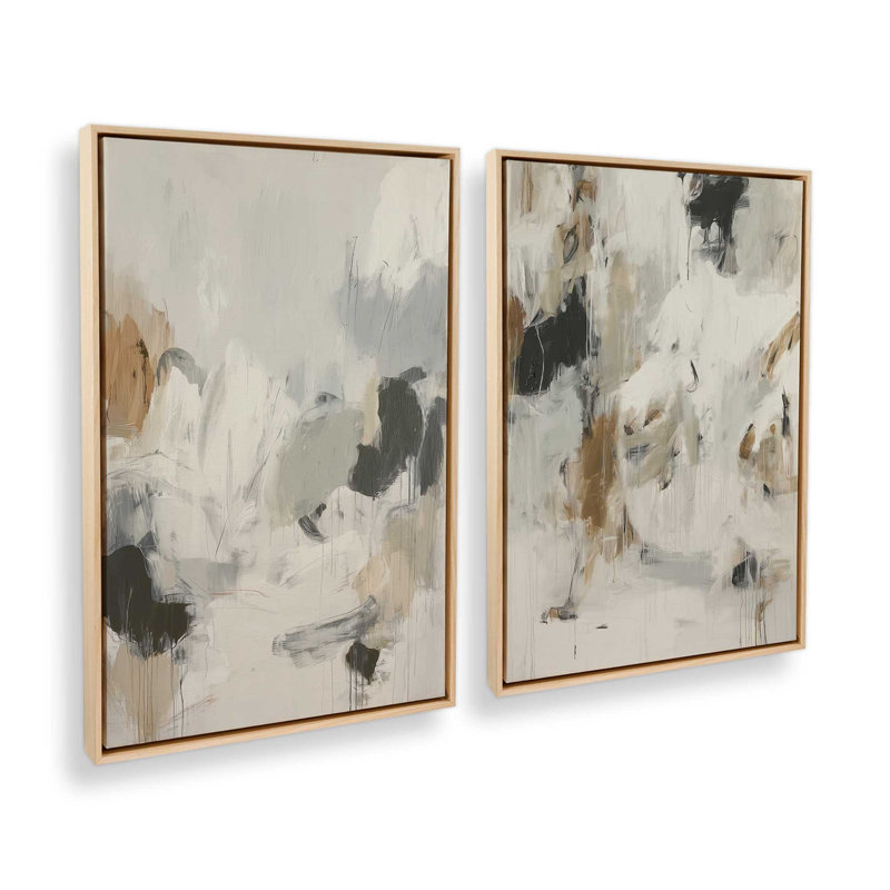 «Whispers of Earth», ensemble de 2 impressions, 48 po x 32 po, Cadre flottant en érable américain