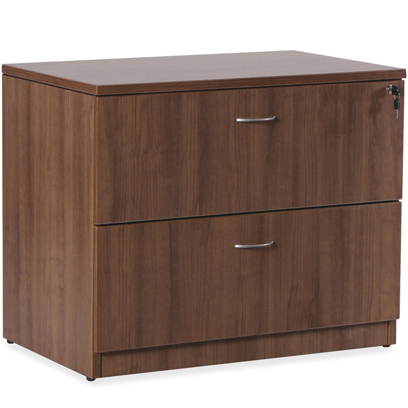 Walnut Laminate 2-Drawer Lockable Lateral File Cabinet
