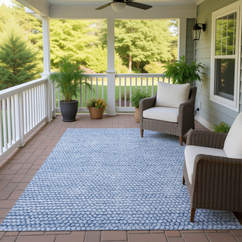 Tapis intérieur / extérieur lavable à la machine Chantille ACN2719, Bleu, 3 pi x 5 pi
