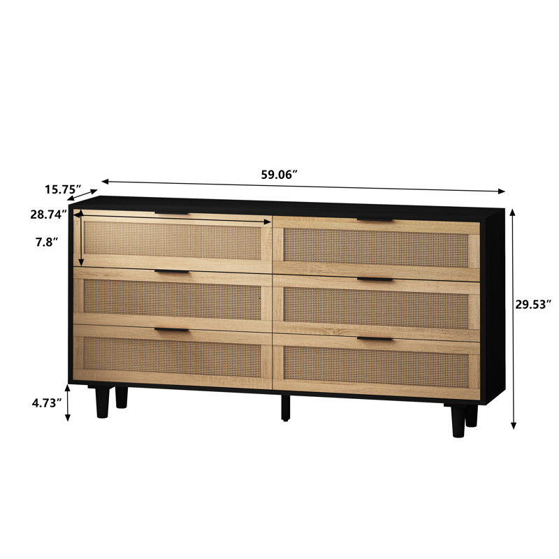 Buffet 59,06 po, Noir/naturel