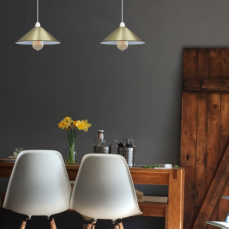Veltri 10cm H Metal Cone Shape Pendant Shade ( Uno ), Green Brass
