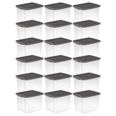 Sterilite ShelfTotes 50 Quart Clear Latched Plastic Storage Container