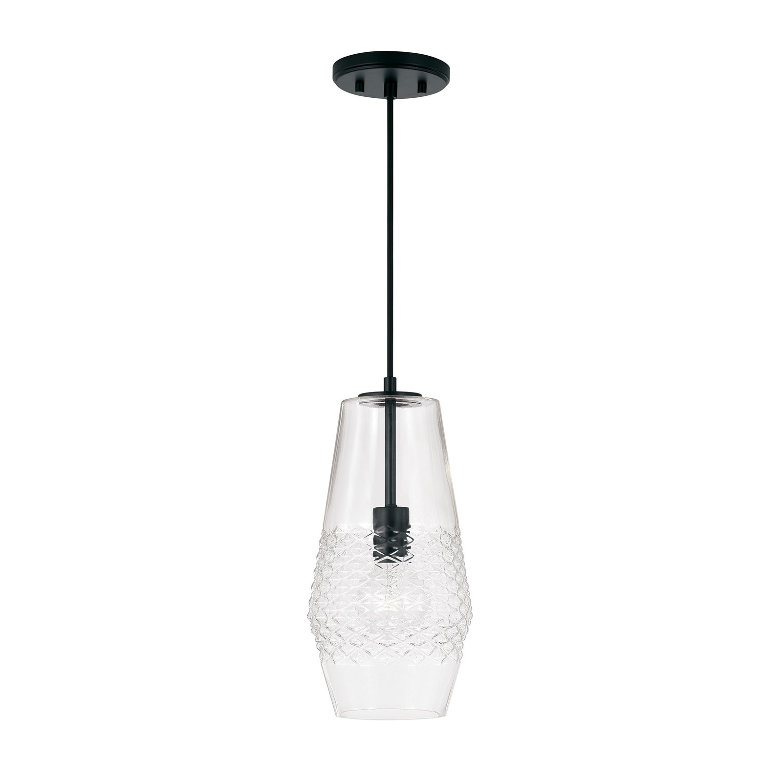 Single Light Glass Dimmable Pendant, Matte Black