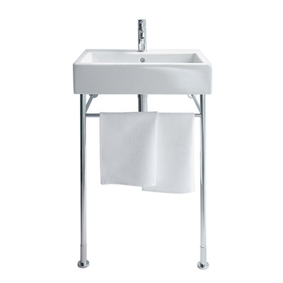 Lavabo de salle de bain mural rectangulaire en céramique avec trop-plein Vero