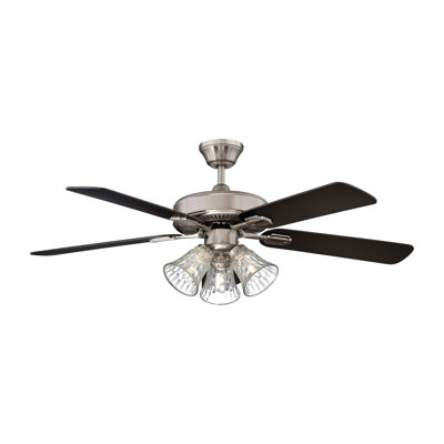 Ventilateur de plafond à 5 pales à fixation double 42 pouces avec ensemble de lumières DEL en acier inoxydable Air Stream