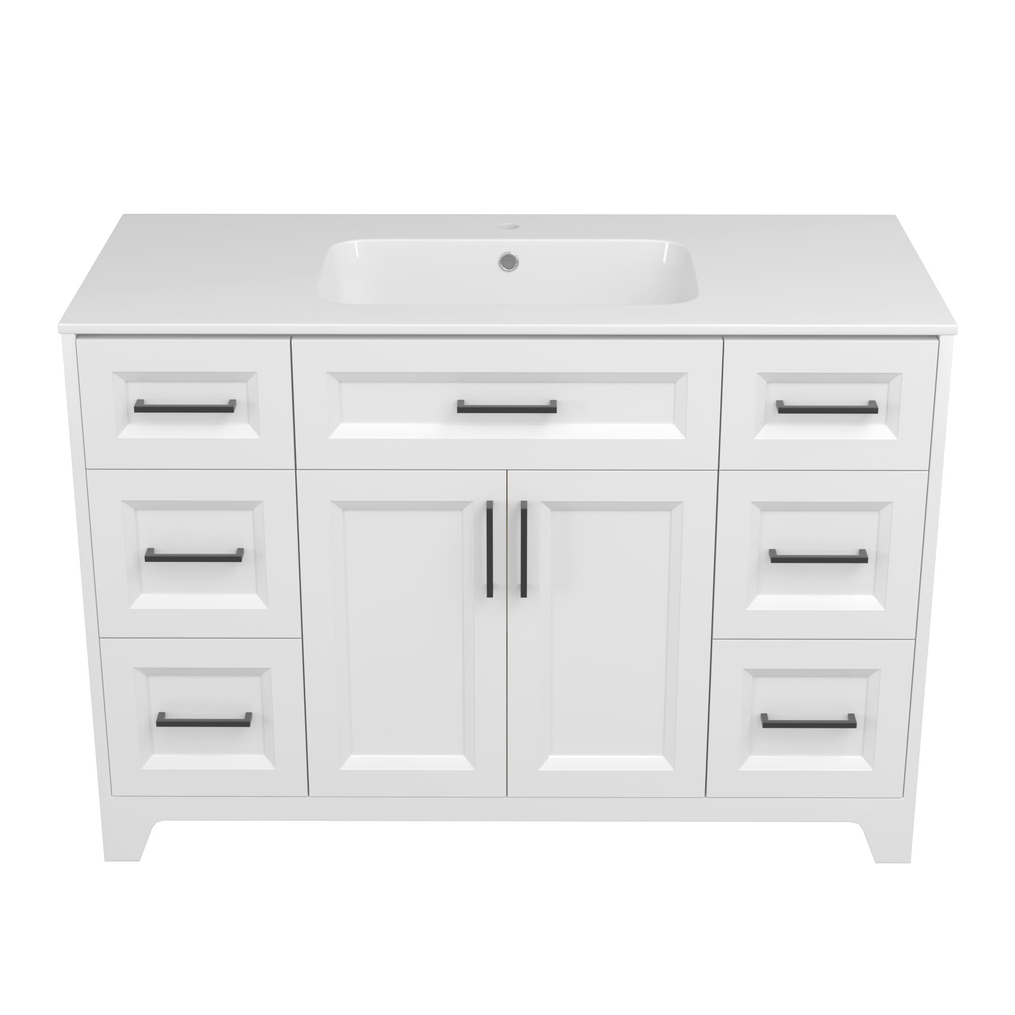 ZEAFIVE Solid Wood 48 Inch Freestanding Bathroom Vanity With Sink Combo ...