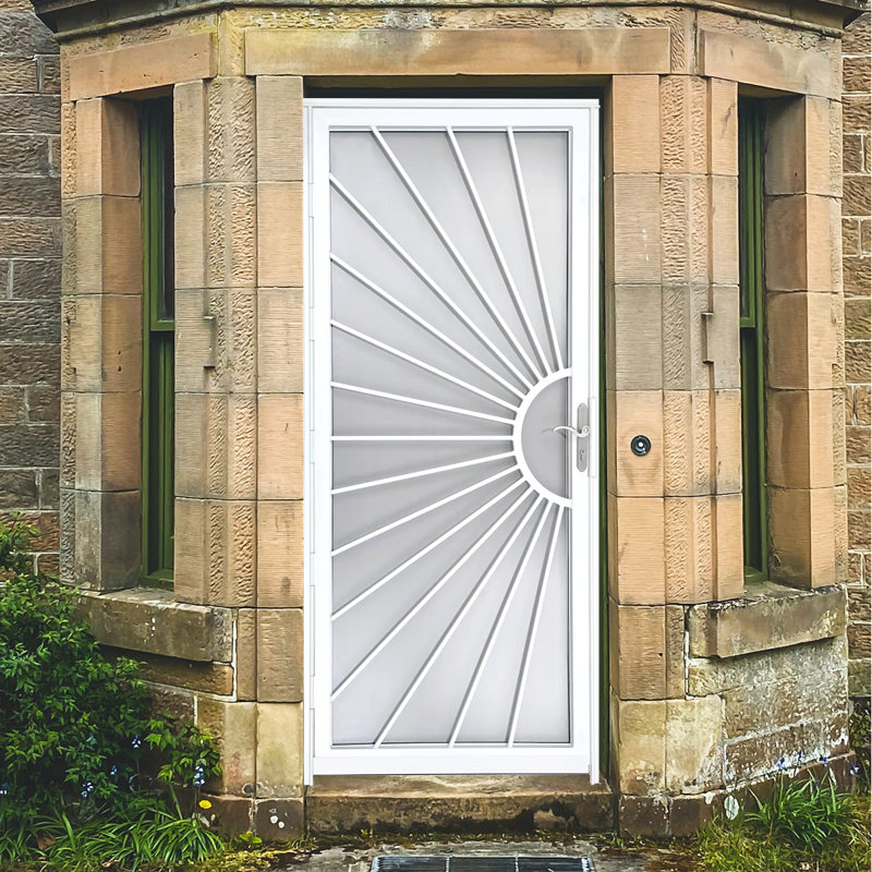 Porte de sécurité en acier de luxe Grisham, porte de tempête en fer 36 x 80 po, Blanc