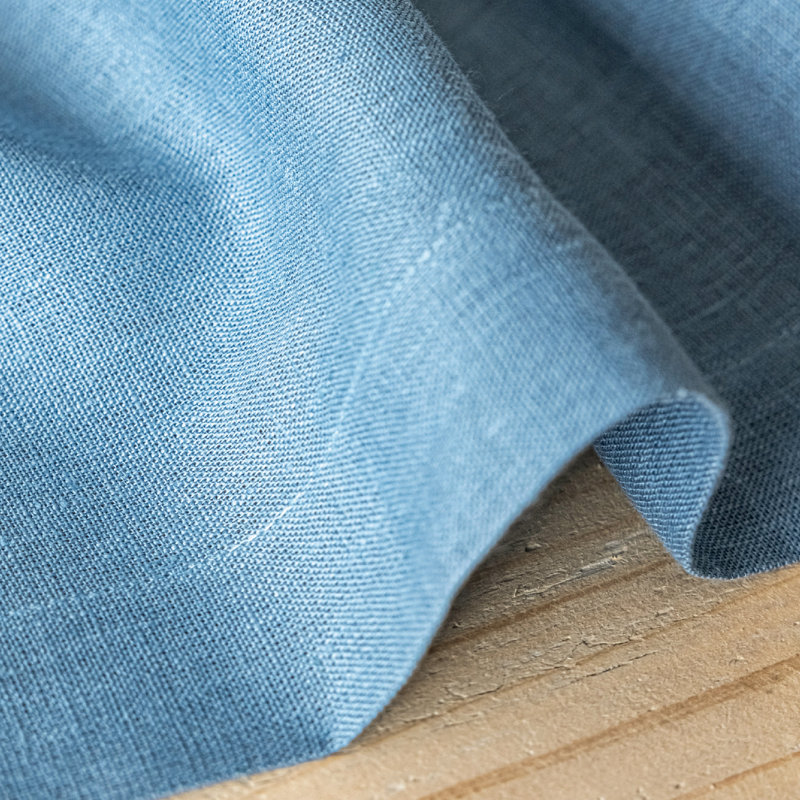 over&back Washed 100% Linen Table Runner - Machine Washable, Blue, 18" W x 108" L
