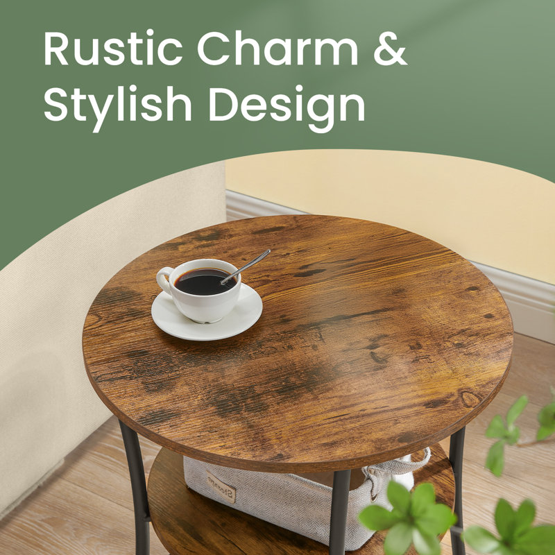 Table de bout avec rangement Rolande, Brun rustique / noir