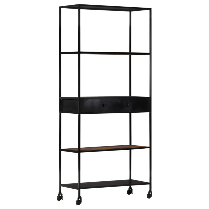 Book Cabinet Rough Mango Wood & Iron, 180cm H x 80cm W x 35cm D