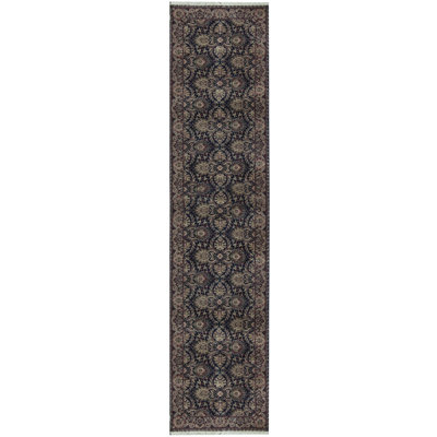 Hand-Knotted High-Quality Navy and Wine Runner