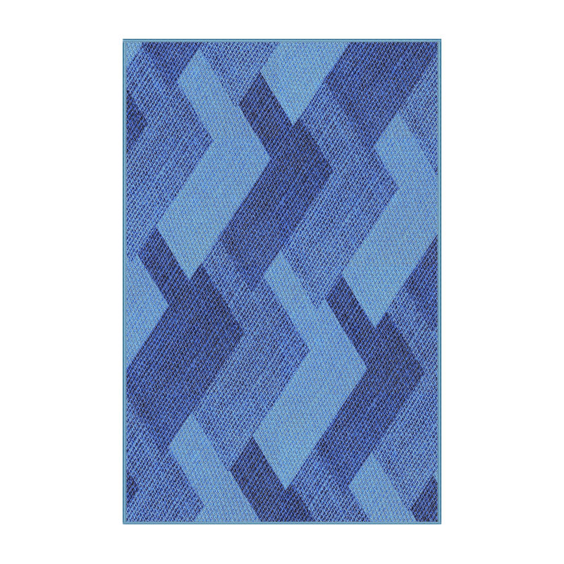 Tapis décoratif géométrique bleu, Rectangle 8 pi x 10 pi