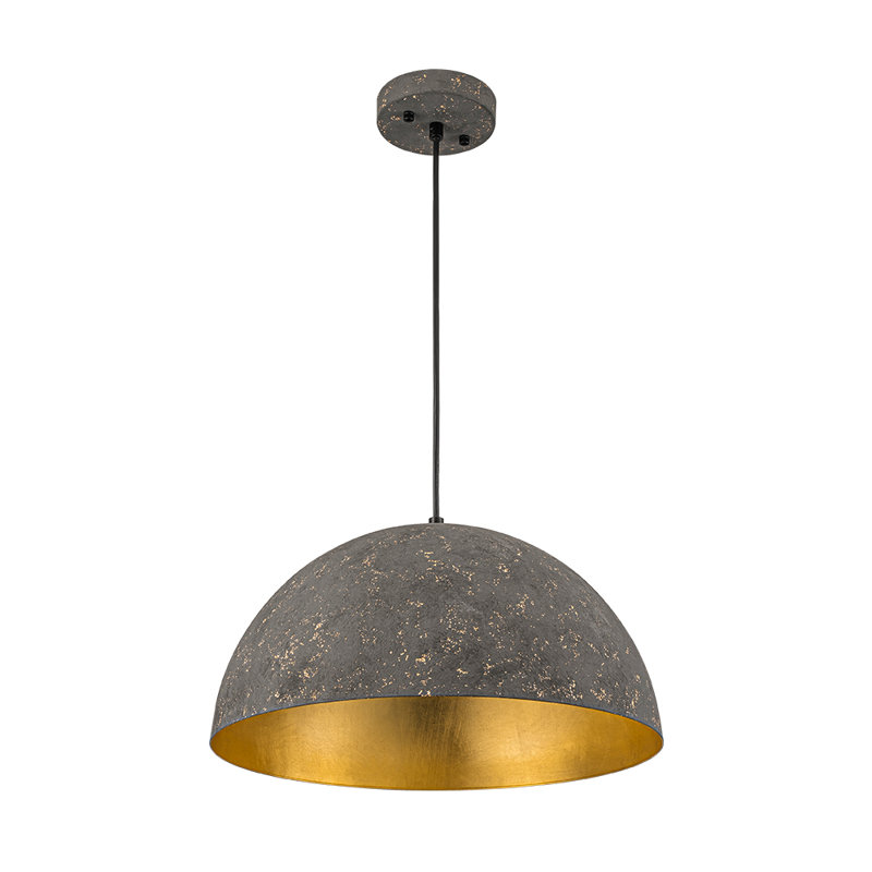 Kyrek 23.6" W 1-Light Iron Dome Pendant, Gray, 7.9" H x 15" W x 15" D
