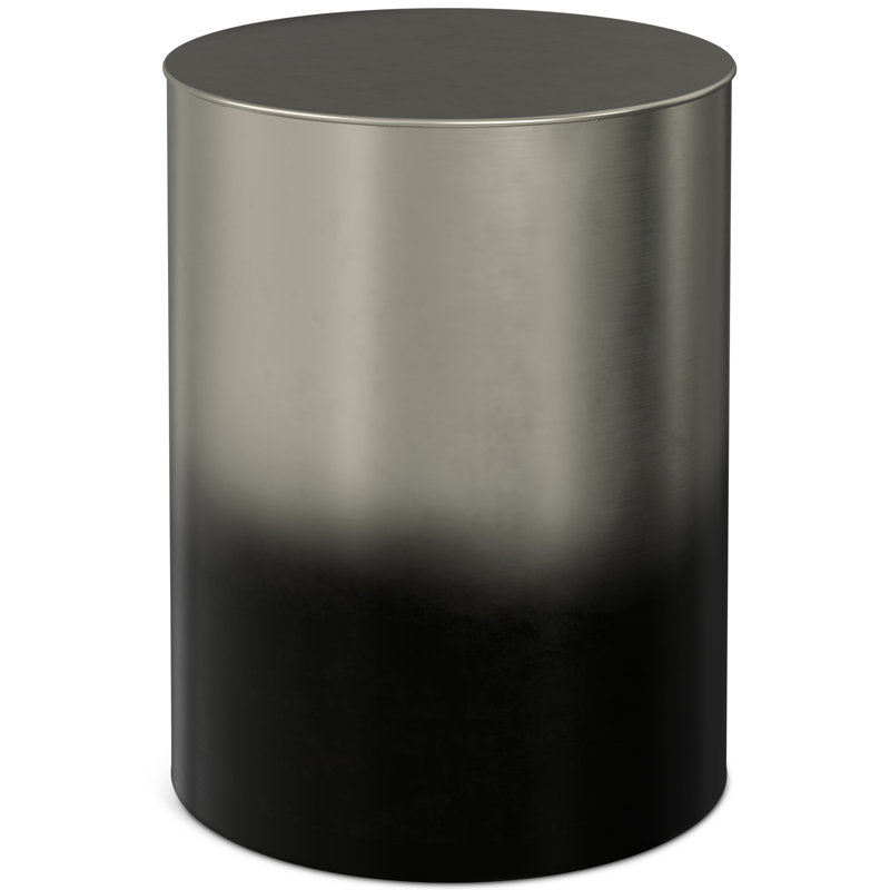 Curtis 16"W Metal Industrial End Table with Cylinder Design and Ombre Finish, Assembled, Silver