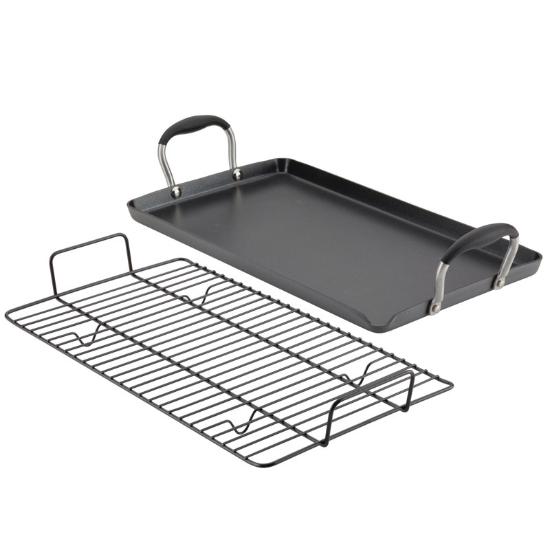 Anolon Advanced Home Hard Anodized Nonstick Double Burner Griddle, 10 Inch X 18 Inch, Black