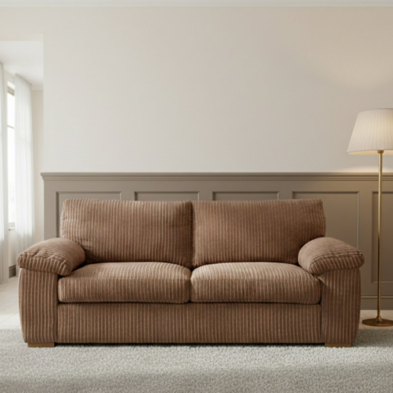 5 Seater Corduroy Sofa, Cream