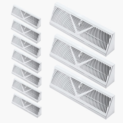Registres de plancher de 15 pouces, paquets de 10 plinthes, évents de plancher en fer résistants au CVC, déflecteurs d'air anti-pelage antirouille réglables avec amortisseur en métal pour la maison et le bureau, blanc