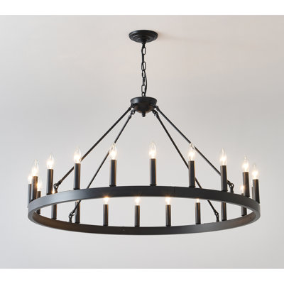 20-Light Wagon Wheel Chandelier for High Ceilings, Dining & Living Rooms