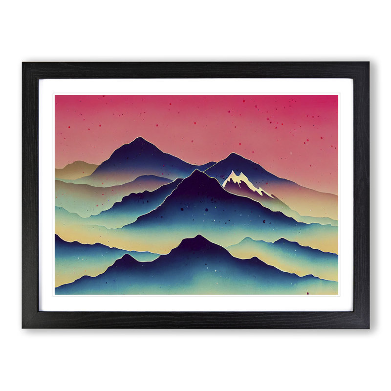 Ravishing Mountains - Single Picture Frame Painting, 25cm H x 34cm W x 2cm D, Black Framed