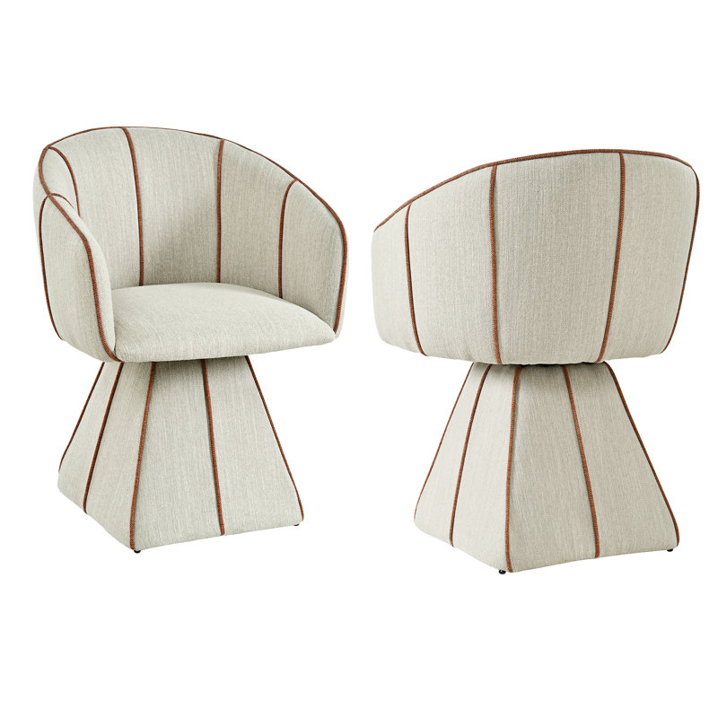 Chaise de salle à manger pivotante Kesslyn, Beige et orange