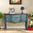 Hand-Painted Blue Entryway Cabinet Accent Chest