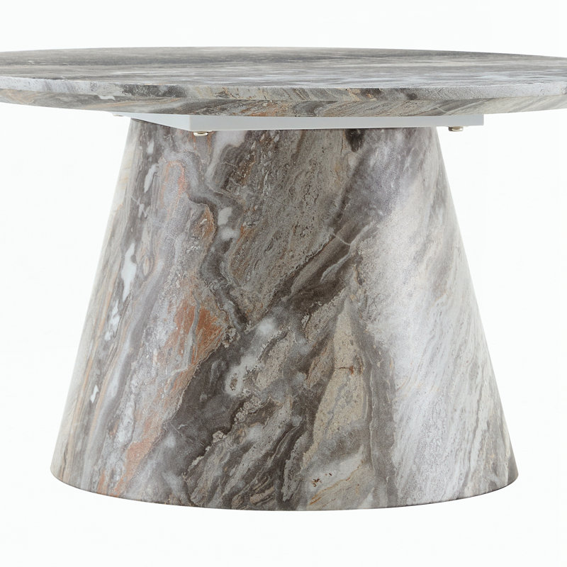 Table basse ronde de salon, H 13,7 po x l 23,6 po x P 23,6 po, Gris