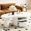 Table basse Cloud, forme irrégulière avec 1 tiroir et tablette pour le salon, blanc, tiroir moderne de 43,3 x 23,6 x 14,8 pouces, pièce de 43,3 x 23,6 14,8 po