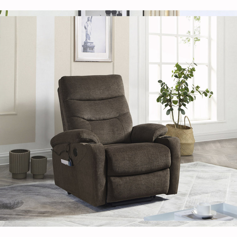 Hamite Power Lift Recliner Chair with Massage and Heat Movable Chair with Wheels, Pillow Included Latitude Run Fabric: Gray Velvet