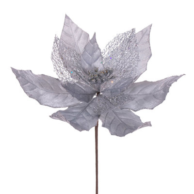 Velvet and Glitter Mesh Poinsettia Flowe 11" Velvet and Glitter Mesh Poinsettia Flower on Steem