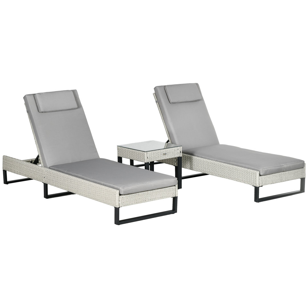 Benette 196cm Long Single Sun Lounger with Cushions and Table