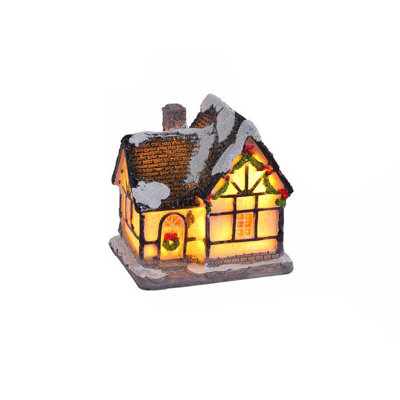 Christmas Resin House Decoration Decorations Microscape Gifts Christmas Crafts LED Warm Light Christmas Resin House Christmas Decoration Home Desktop Christmas