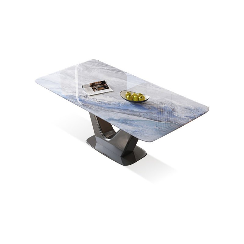 Table de salle à manger / cuisine en acier au carbone rectangulaire bleue, H 29,92 po x L 70,87 po x l 35,43 po
