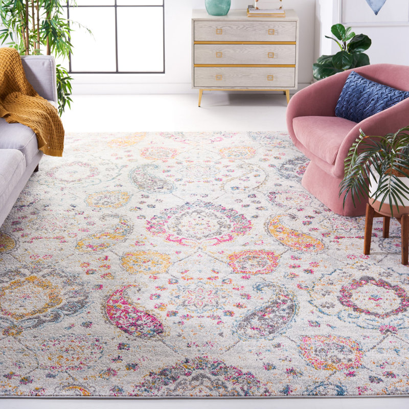 Felty Paisley Area Rug, Rectangle 3' x 5', Gold/Gray