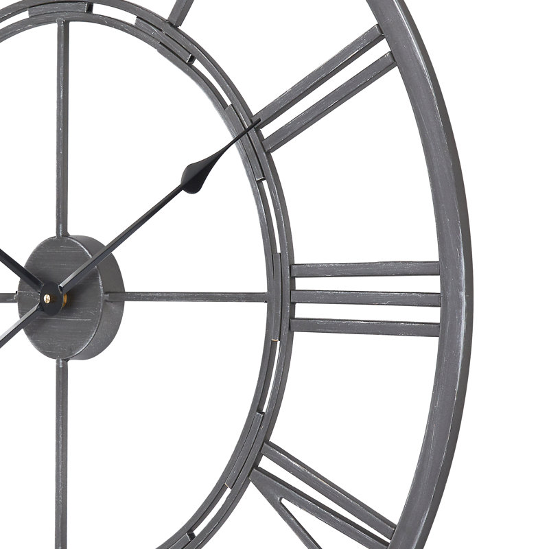 Oversized Roman Round Wall Clock, 27 Diameter, Gray