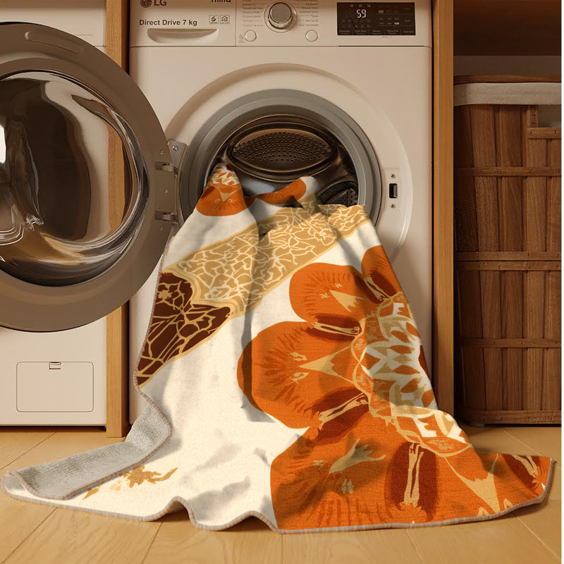 Machine Washable Paesyn Marigold Global Inspired Moroccan Rug in Brown – Beige Binding, 4' Square