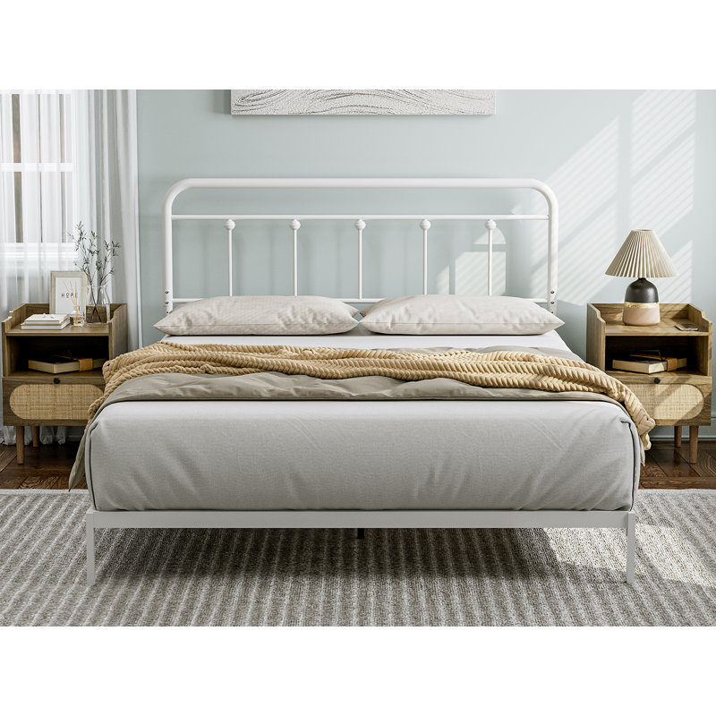 August Grove® Metal Full Size Headboard, Adjustable Height, Farmhouse Victorian Style, Steel Headboard Only For Bedroom, Easy Assembly, White