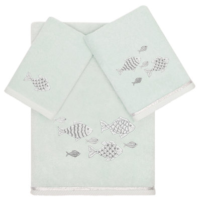 Linum Home Textiles 100% Turkish Cotton FIGI 3PC Embellished Towel Set