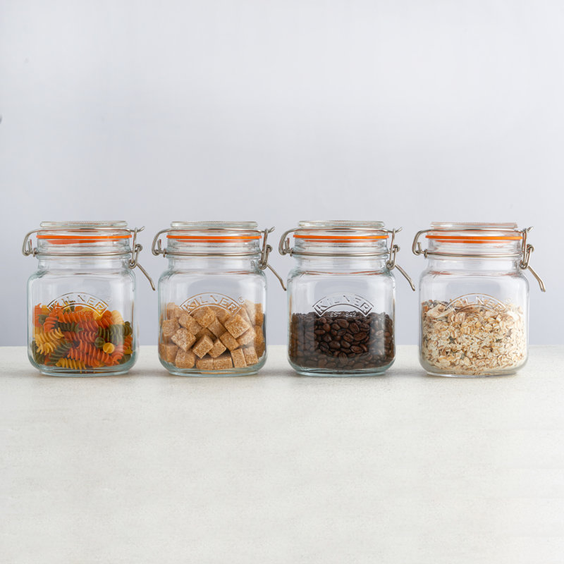 Kilner clip top square jar, 4, 1L