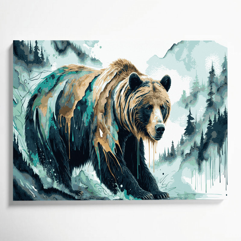 Art animalier sur toile vert, H 11 po x l 14 po