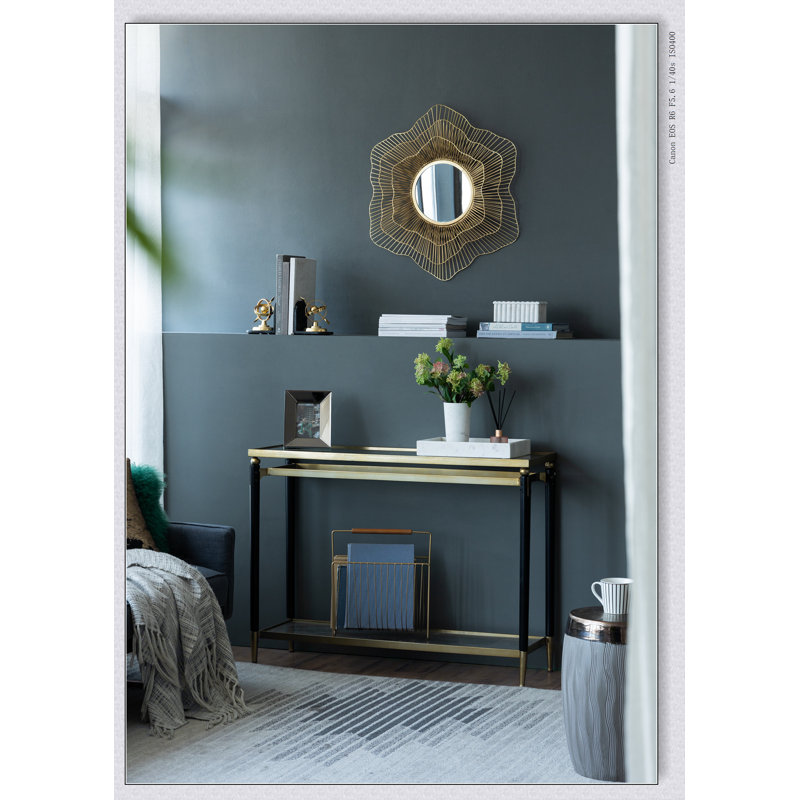 Miroir mural en métal D27 x 2,4 po, décoration murale pour salle de bain